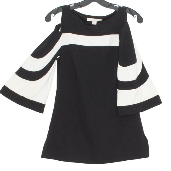 Boston Proper Top Cold Shoulder Minimalist Classic Retro Preppy Black White XS - Picture 6 of 6